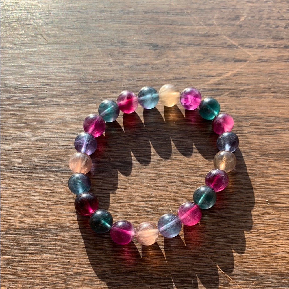 Rainbow flourite Beaded handmade Bracelet